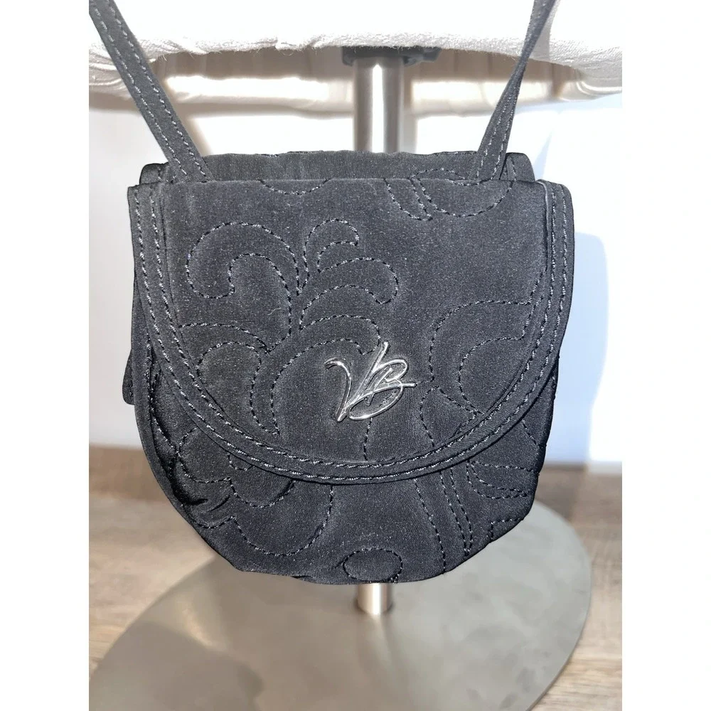 Vera Bradley all in one Crossbody round wallet purse black excellent condition